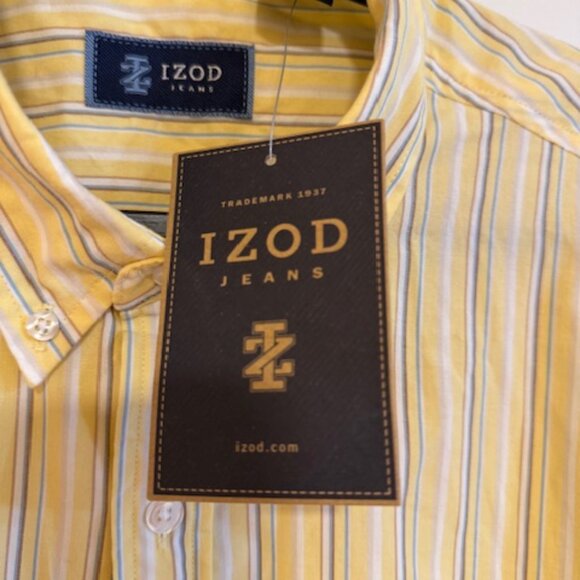 Izod Men's Vintage Plaid Button-Down Shirt Yellow Sz L - Picture 3 of 7